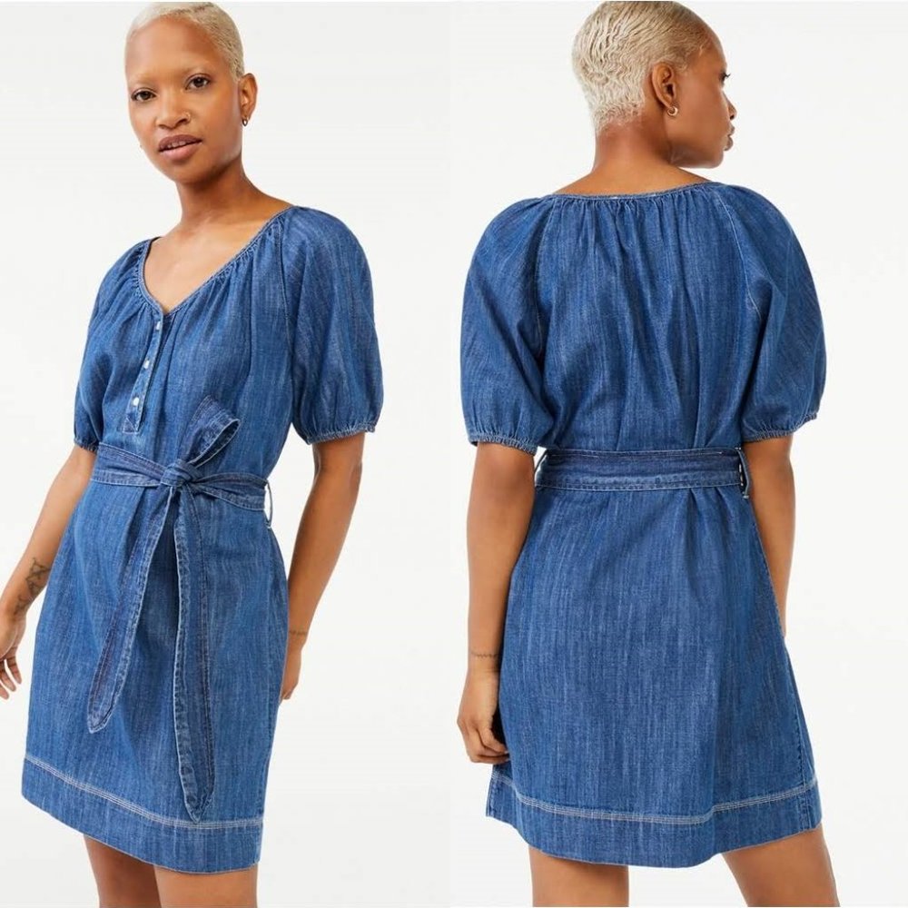 NWT Free Assembly Women's Puff Sleeve Shirtdress Size XS